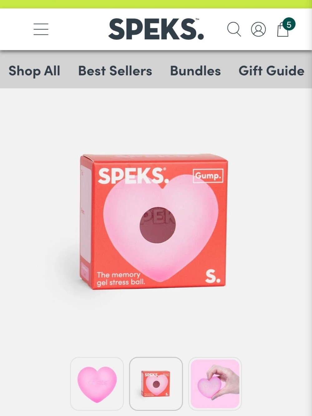 SPEKS Pink Heart Memory Gel Stress Ball Gump Heart